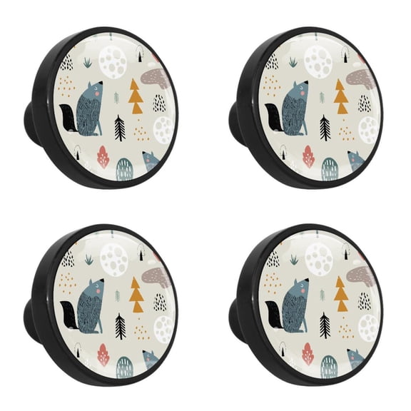 4 Pcs Wolf Knobs for Kitchen Cabinet Cupboard Dresser Bookcase Drawer Pulls Handles Round Home Decor