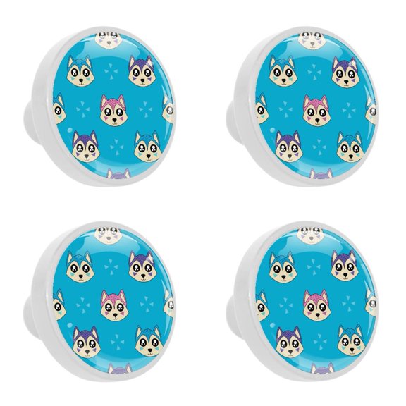4 Pcs Wolf Knobs for Kitchen Cabinet Cupboard Dresser Bookcase Drawer Pulls Handles Round Home Decor