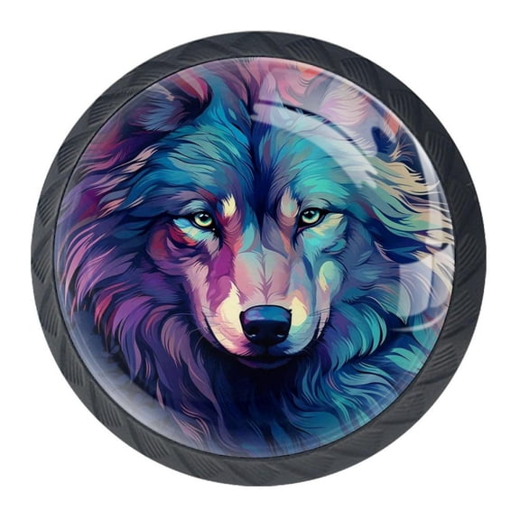 4 Pcs Wolf Knobs for Kitchen Cabinet Cupboard Dresser Bookcase Drawer Pulls Handles Round Home Decor