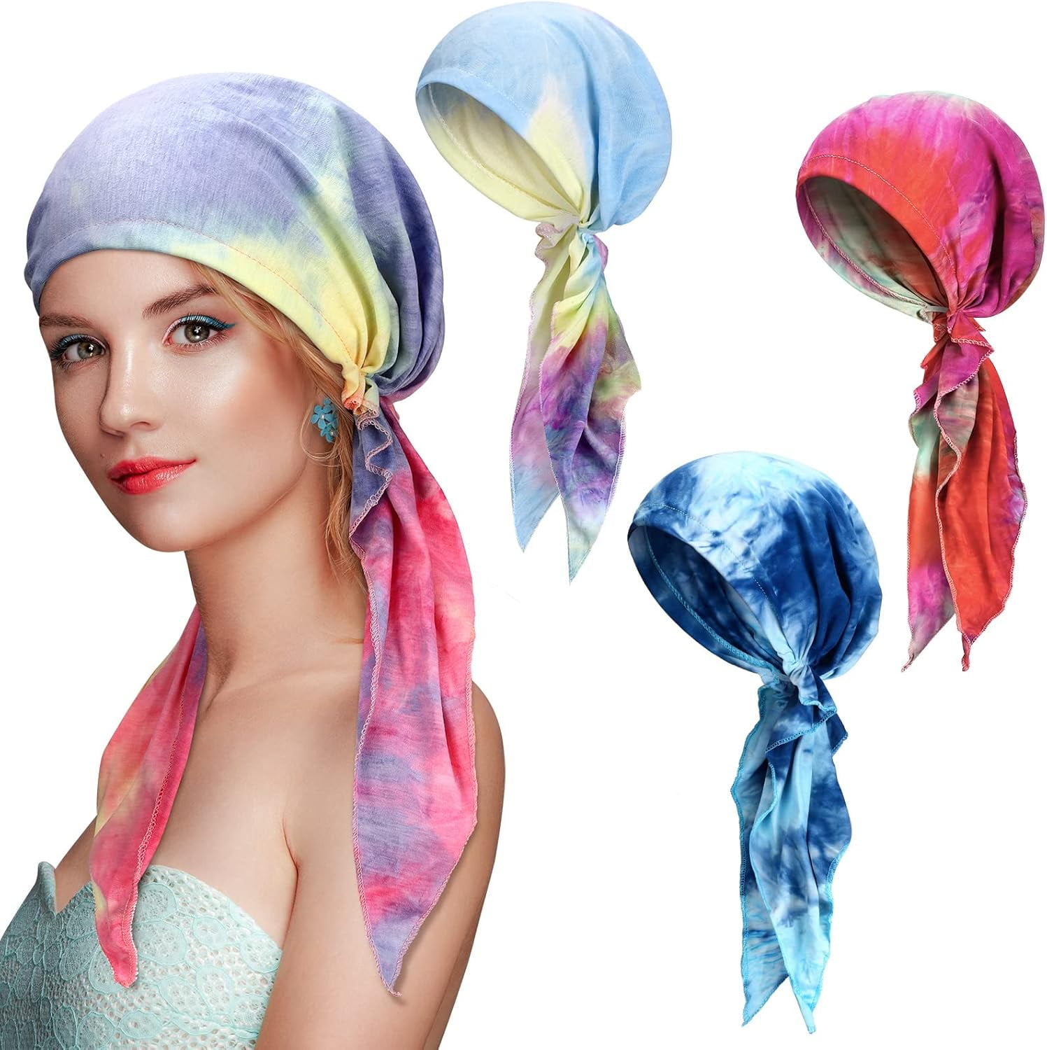 Women's Pre-Tied Chemo Hat & Headscarf - Soft Turban Style Headwear For Cancer Patients, Comfortable & Stylish