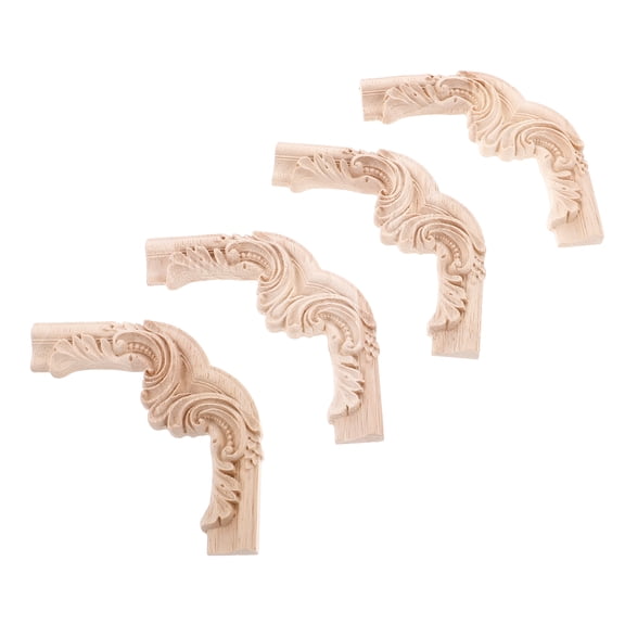 4 Pcs Wood Appliques and Onlays Vintage Decor Window Clings Beige