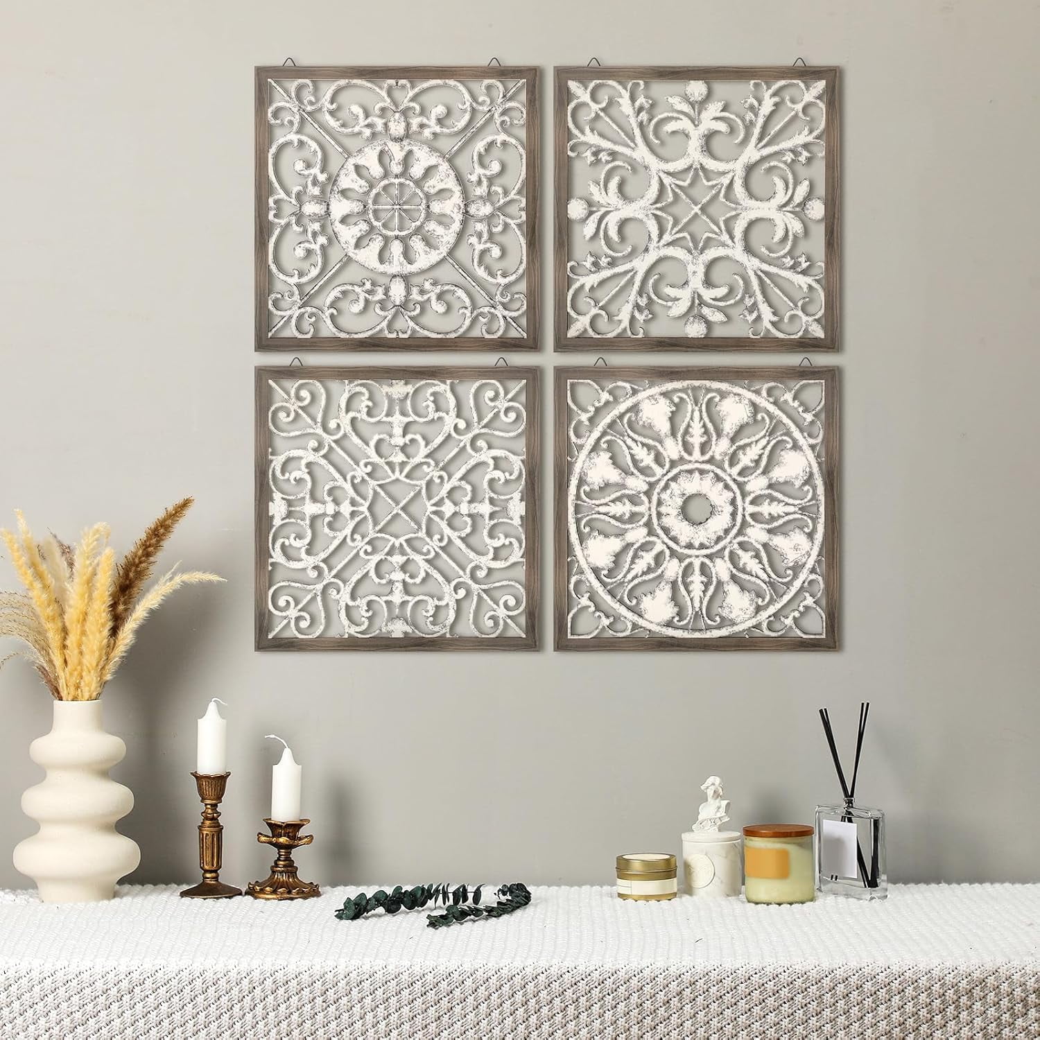 4 Pcs Wood Art Wall Decor Farmhouse Decorative Wood Panels Modern Wall