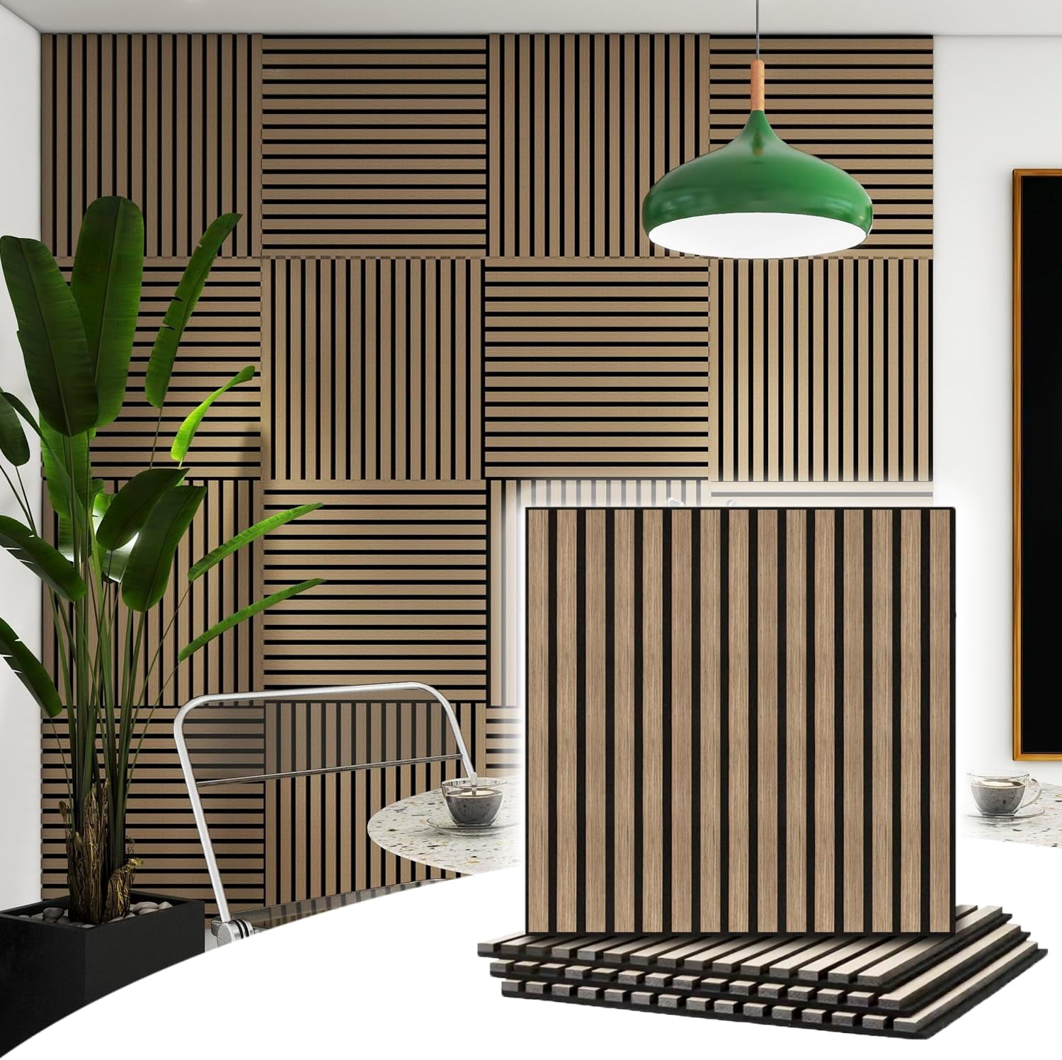 4 Pcs Wood Slat Acoustic Panels, 3D Fluted Wood Panel Sound Absorbing ...