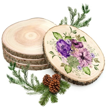 4 Pcs Wood Slices for Centerpieces 10-11 Inches, Unfinished Wood Rounds Rustic Wedding Decor, Natural Paulownia Wood Centerpieces for Tables, DIY Wedding Decoration Wood Pieces for Painting