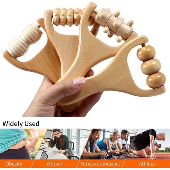 4 Pcs Wooden Hand Massage Roller Topboutique Wooden Roller Back Massager Roller Muscle Relaxation Bead Massage Tool Portable Wooden Roller for Neck Legs Arms Shoulder