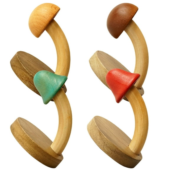4 Pcs Wooden Mushroom Coat Hook Adhesive Wall Hooks Brick Bathroom Hat for Hanging Towels Farmhouse