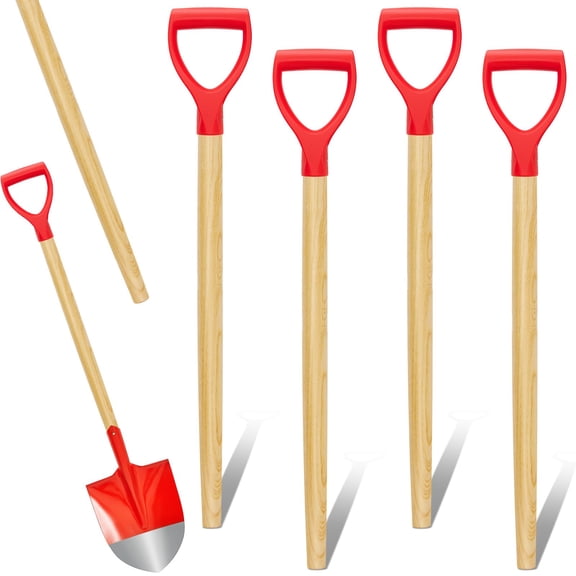 4 Pcs Wooden Shovel Handle Replacement Long D Shovel Handles Plastic Grip Handle for Digging Raking Tool (28.7 Inch)