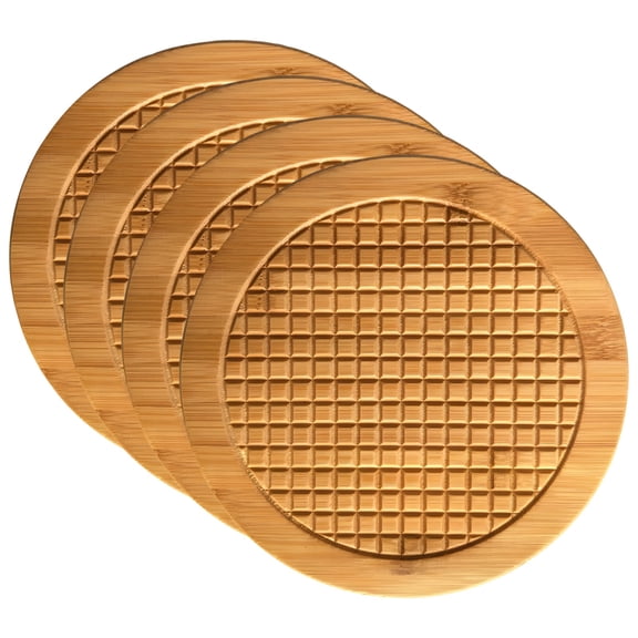 4 Pcs Wooden Trivet Set, Round & Square Coasters for Hot Pots & Pans, Thick Heat Resistant Protectors for Tables,Countertops, Kitchen Use