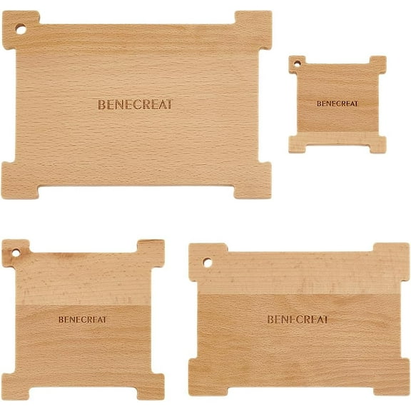 4 Pcs Wooden Weaving Sampler Board Loom Cards Handmade Weaving Tools with Holes for Loom Weaving Supplies Tablet Weaving Loom Weaving Supplies Hole: 4.5~8mm