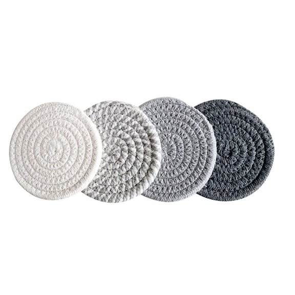 4 Pcs Woven Absorbent Coaster Set, Trivet for Drink Containers Fine Woven Craft and Water Absorption Effect for Home Dining Tea Table and Daily Tabletop Placement