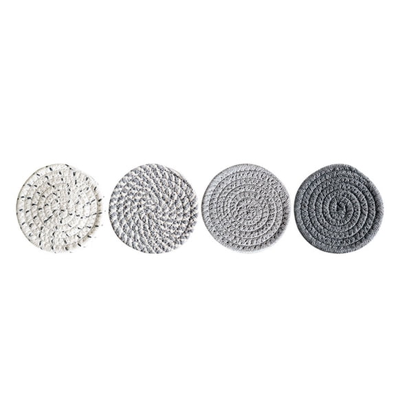 4 Pcs Woven Absorbent Coaster Set, Trivet for Drink Containers Fine Woven Craft and Water Absorption Effect for Home Dining Tea Table and Daily Tabletop Placement