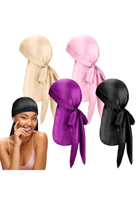 4 Pcs Wrap Scarf Hair Wrap Silk Head Scarf for Sleeping Women Tie Up Women Hair Scarf Mult
