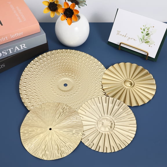 4pcs Wrought Iron Wall Decor Metal Plates Hanging Home Decoration Gold Irregular Disc Decorative Metal Wall Art