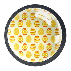 4 Pcs Yellow Easter Egg Knobs for Kitchen Cabinet Cupboard Dresser Bookcase Drawer Pulls Handles Round Home Decor