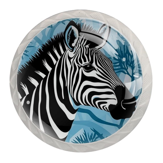 4 Pcs Zebra Knobs for Kitchen Cabinet Cupboard Dresser Bookcase Drawer Pulls Handles Round Home Decor