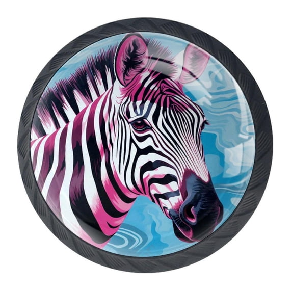 4 Pcs Zebra Knobs for Kitchen Cabinet Cupboard Dresser Bookcase Drawer Pulls Handles Round Home Decor