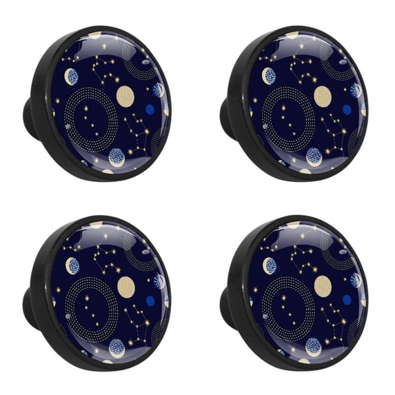 4 Pcs Zodiac Sky Constellations Knobs for Kitchen Cabinet Cupboard Dresser Bookcase Drawer Pulls Handles Round Home Decor