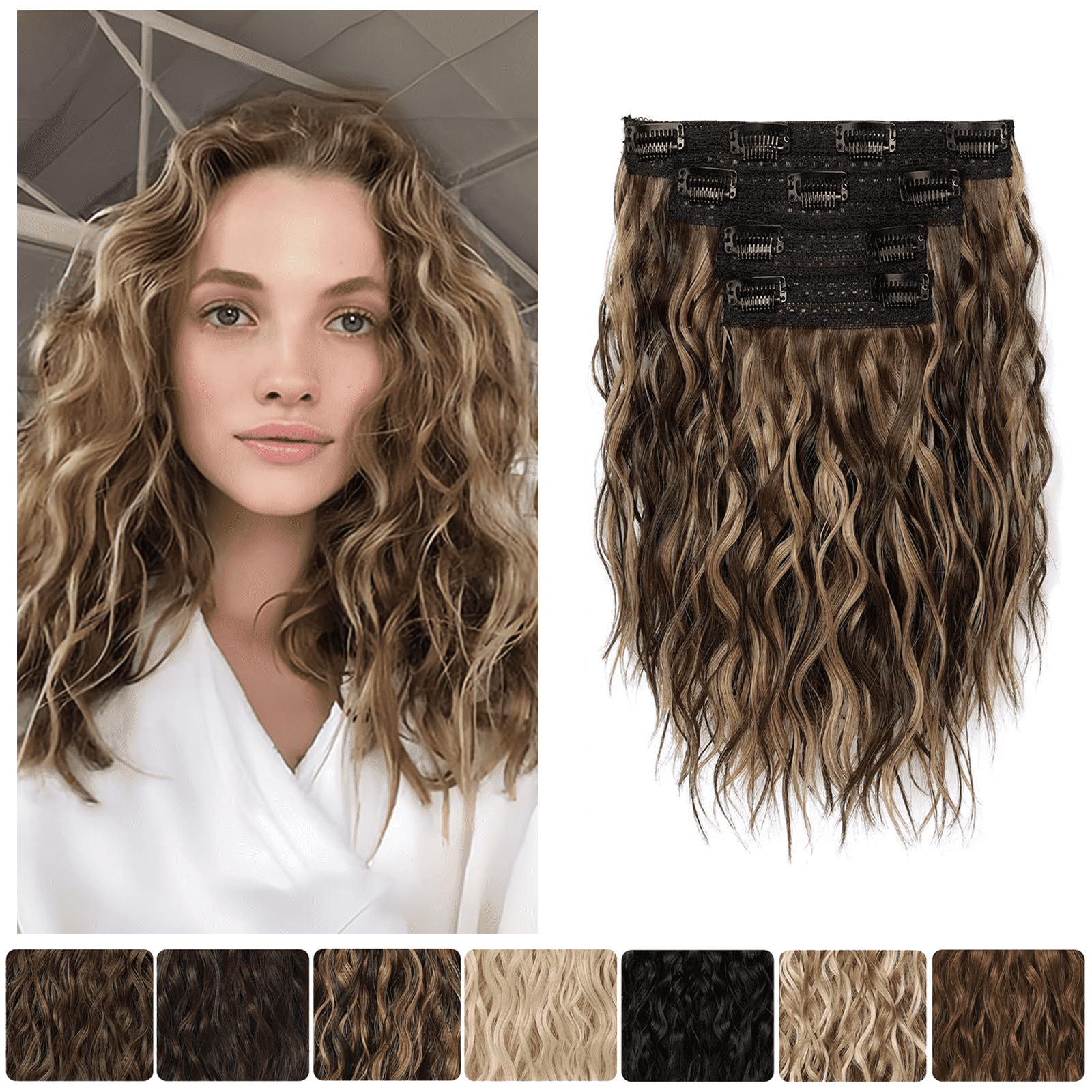 4 Pcs curly hair extensions clip ins,Clip In Hair Extensions 