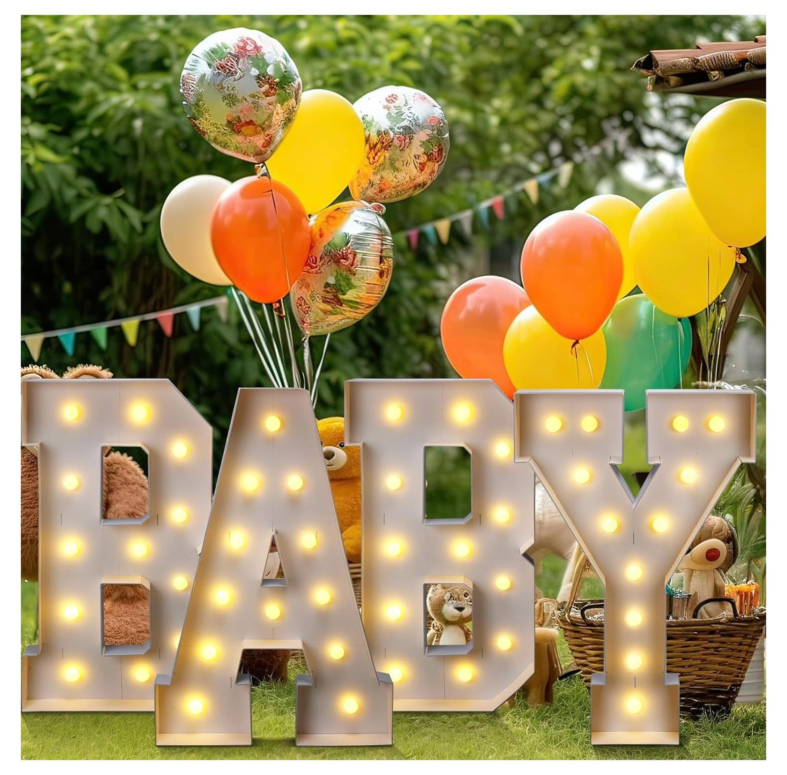 4 Pcs 4 ft Tall Baby Marquee Letter Light up Letter Sign Large Led Baby
