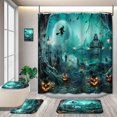 thumbnail image 1 of 4 Pcs happy Halloween Shower Curtain Set, with Non-Slip Rugs,Toilet Lid Cover and Bath Mat, Pumpkin Spider Decor for Bathroom, Halloween Party Gifts Supplies, 72'' x 72'', 1 of 6