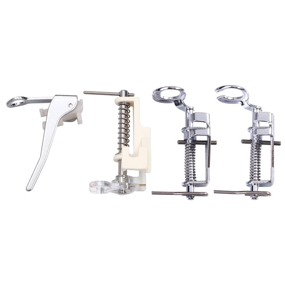 4 Pcs in 1 Set Presser Foot Open Close Toe Metal Quilting Embroidery Spring Presser Foot Compatible for Free Motion