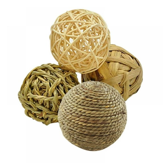 4 Pcs/lot Small Animals Play Balls Rolling Chew Toys & Gnawing Treats for Rabbits Guinea Pigs Chinchilla Bunny Degus - Pet Cage Entertainment Accessories