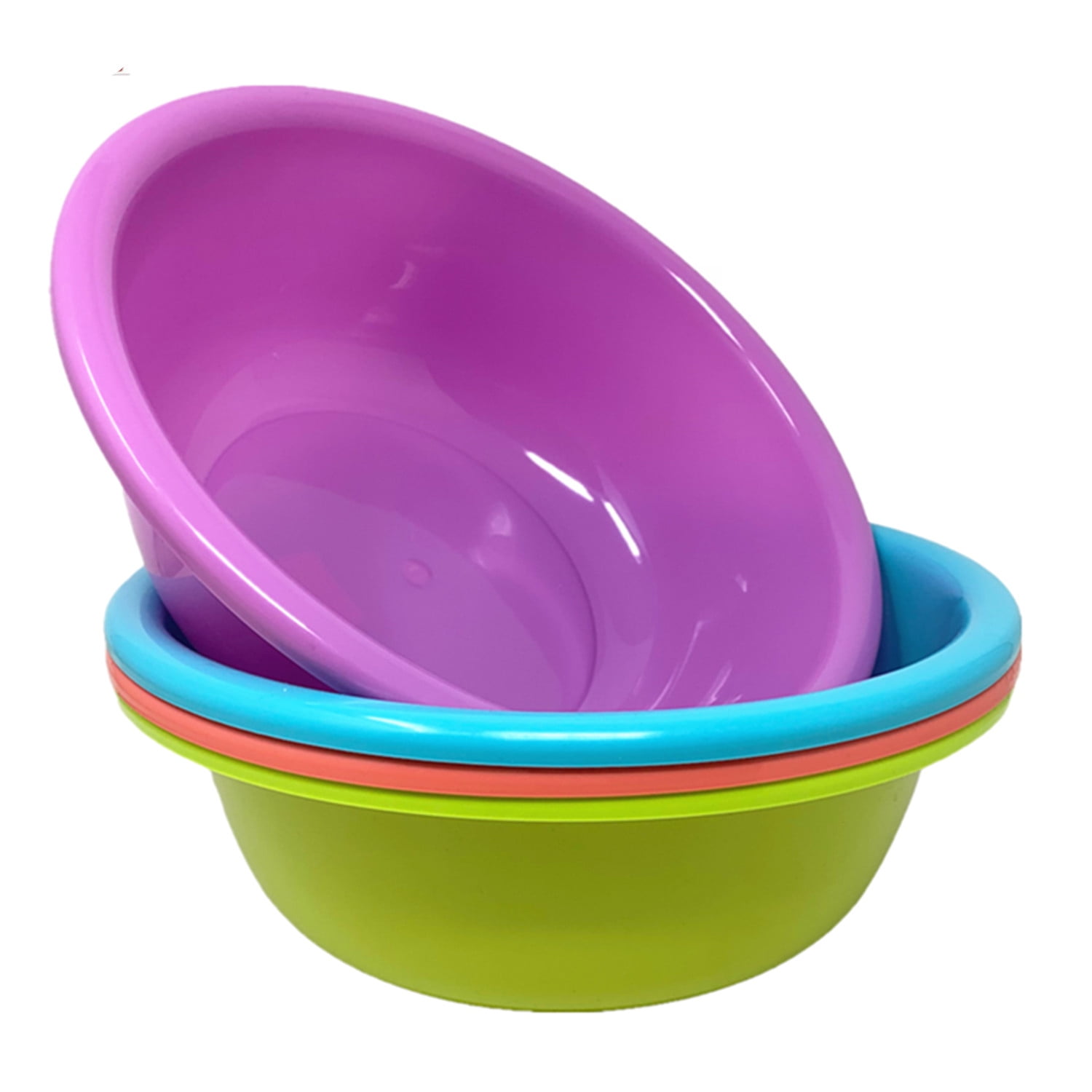 4 Pcs of 12" Round Plastic Wash Basin, Dish Bowl, Laundry Bowl