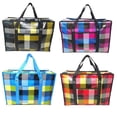 thumbnail image 1 of 4 Pcs of Large Reusable Hard Plastic Fabric Shopping, Laundry, Moving, Storage Bag with Zipper (19.5"x13.5"x7.5") (Assorted Colors), 1 of 6