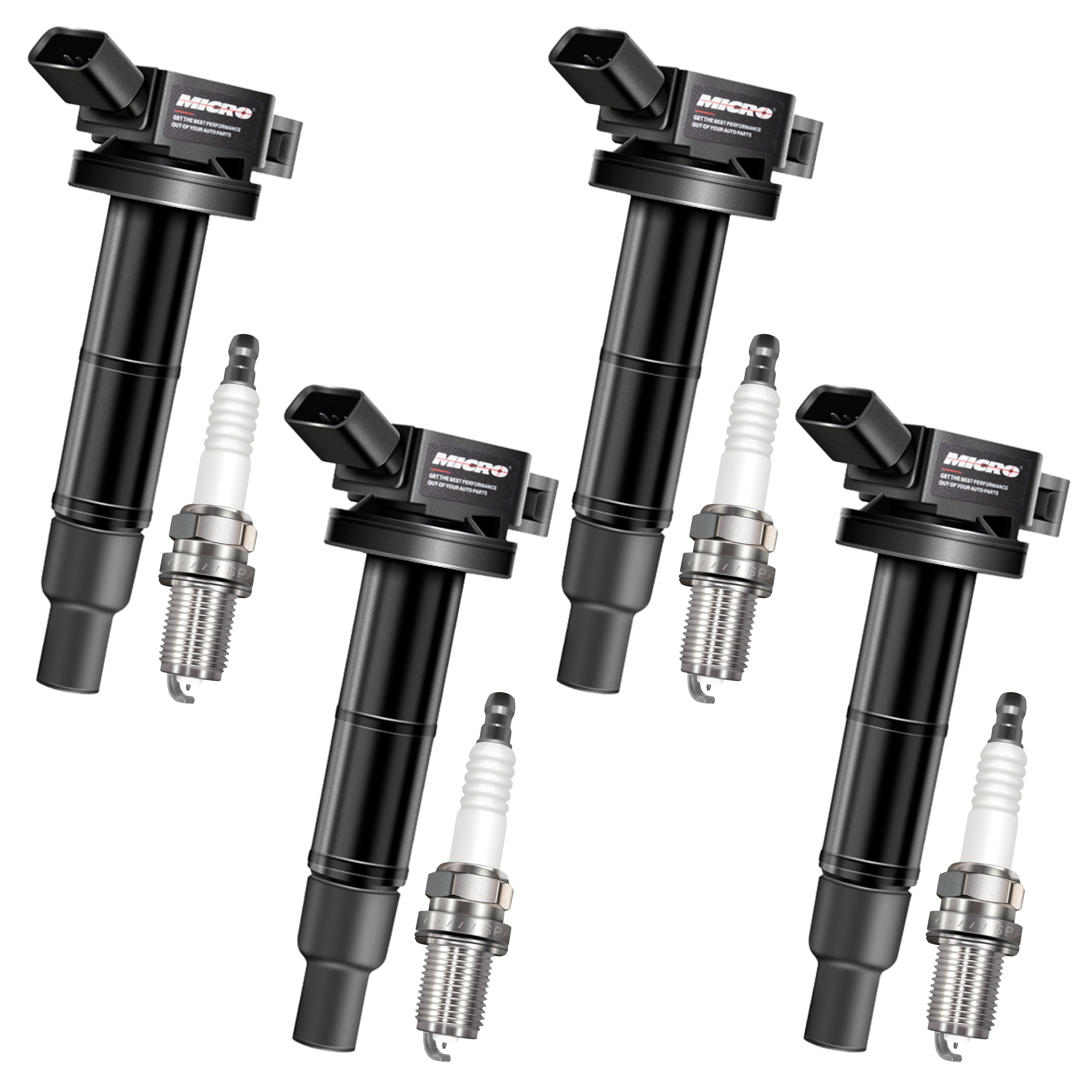 LHWV Ignition Coil Pack UF333 And Double Iridium Spark Plug 7092 Fit For 2001-2012 Toyota Camry Corolla Highlander Matrix RAV4 Solara, Scion XB TC, Lexus HS250h, Pontiac Vibe 2.4L L4, Set Of