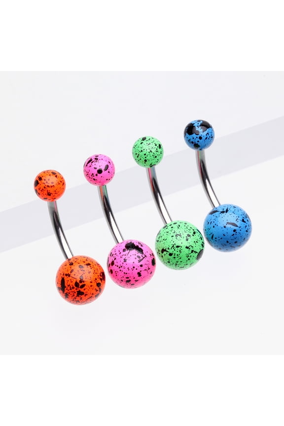 4 Pcs of Vibrant Splatter Acrylic Ball Belly Button Ring*