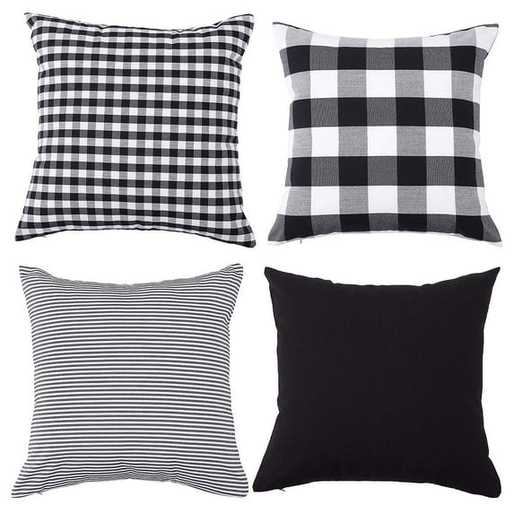 4 Pcs/set 45x45cm Throw Pillow Cover Plaid Pattern Sofa Cushion Pillowcase (without Core)