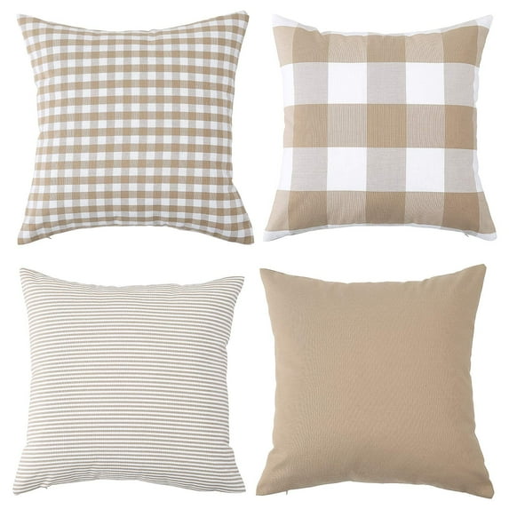 4 Pcs/set 45x45cm Throw Pillow Cover Plaid Pattern Sofa Cushion Pillowcase (without Core)