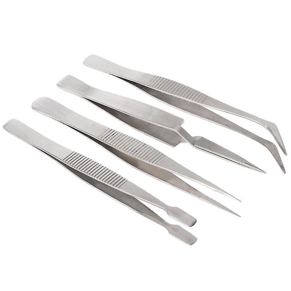 4 Pcs/set Precision Stainless Steel Tweezers Set For Beauty Nail Art Handmade Je