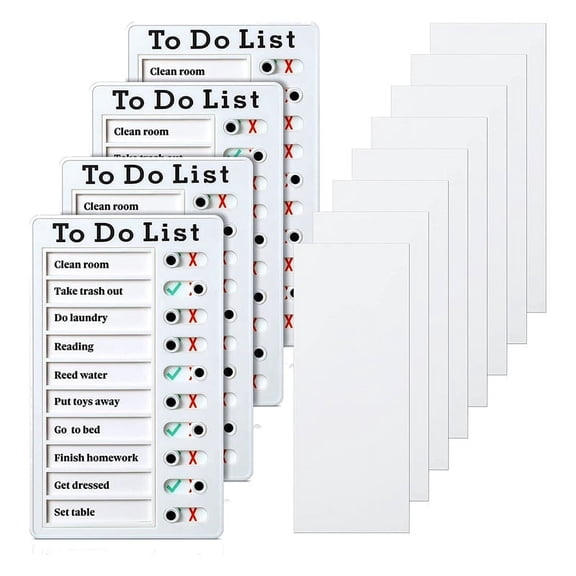 4 Pcs to Do List Memo Board Removable Message Board Plastic RV Personal Schedule Board with 8 Cards