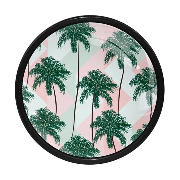 4 Pcs tropical palm trees Knobs for Kitchen Cabinet Cupboard Dresser Bookcase Drawer Pulls Handles Round Home Decor