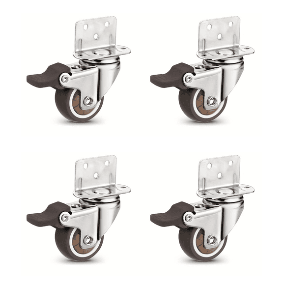 4 Pcs1.5/2 inch L-Shaped Side Mount Caster Wheels Small Rubber Furniture Castors Swivel Cartwheels for Trolley Cabinet