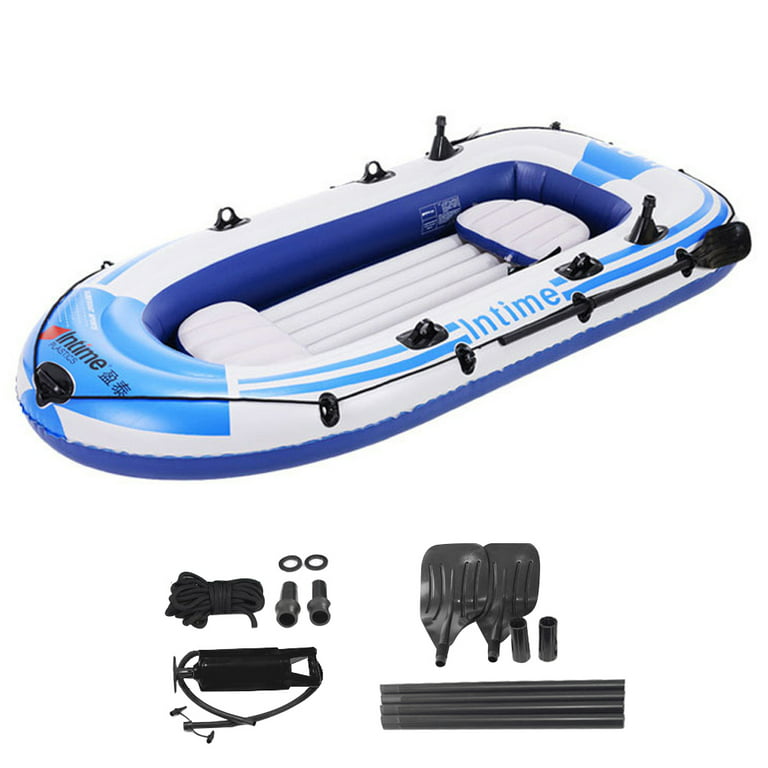 4 People PVC Inflatable Boat Water Sports Dinghy Fishing Rowing Raft  Outdoor River Lake Kayak with 2 Paddle Oars