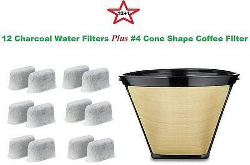 Charcoal Water & 4 Permanent Coffee Filter for Cuisinart Coffeemakers