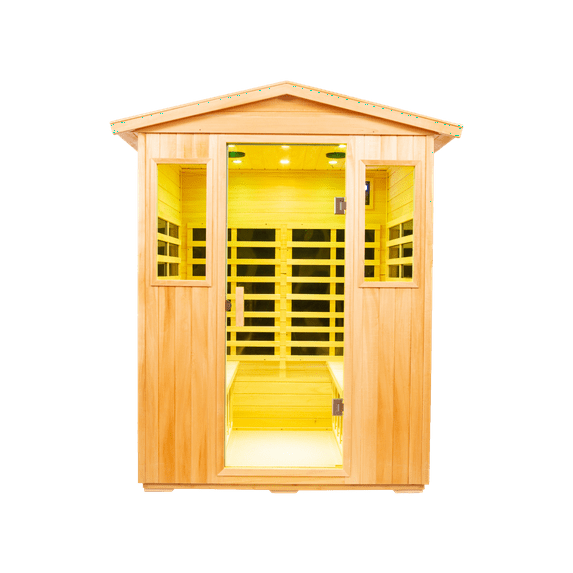 4-Person Basswood Far-Infrared Outdoor Sauna with Carbon Heating Panels, Smart Temperature Control & Weatherproof Design for Family Home Spa Sessions