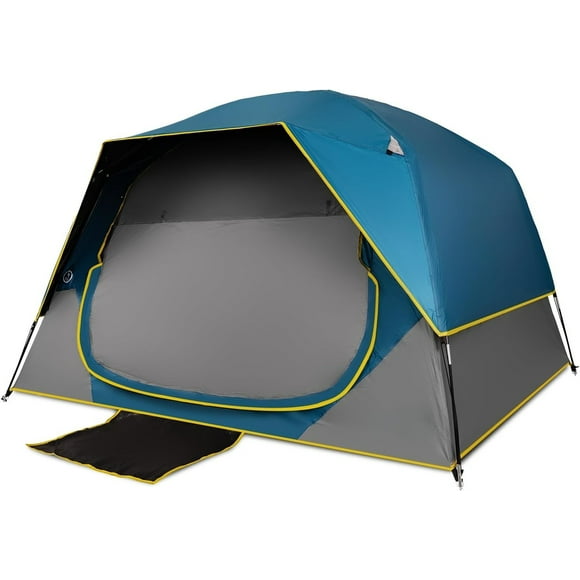 4 Person Blackout Camping Tent, Easy Setup Waterproof Family Dome Tent for Camping with Rainfly, Portable Double