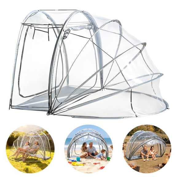 4 Person Bubble Tent, Clear Plastic Sunroom with Breathable Windows, Extended Vestibule, for Backyard Leisure Garden Party, 93 x 79 x 59 Inch