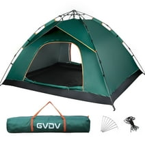 4 Person Camping Tent, GVDV Instant Easy Pop up Tents for Camping Family, 110" x 87" x 51", Green