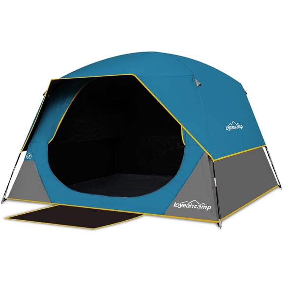 4-Person Dark Blue Blackout Camping Tent with Rainfly, Easy-Setup Waterproof Dome Tent for Outdoor Camping and Hiking