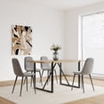 thumbnail image 1 of 4-Person Dining Table Set with 4 Linen Chairs and 1 Dining Table, MDF Solid Wood Dining Table Set with Metal Base and Legs for Small Spaces, Apartments, Natural+Grey, 1 of 9