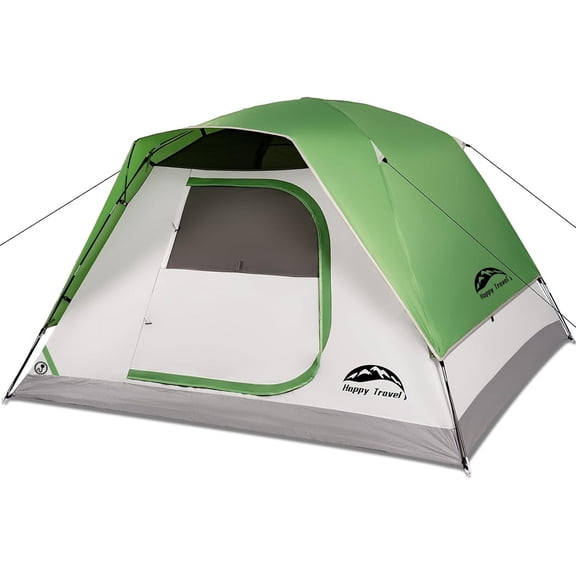 4-Person Green Dome Tent with Rainfly, Waterproof & Easy Setup, Mesh Windows, 20% More Headroom