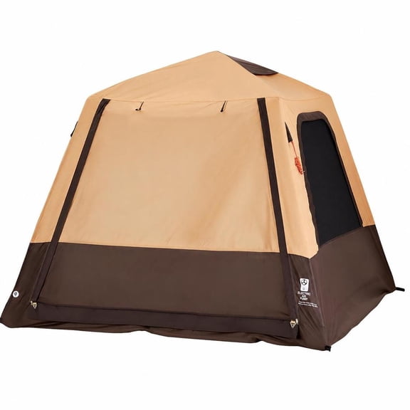 4 Person Inflatable Cabin Tent with Rechargeable Pump, Tpu Air Tube, 5 Mesh Windows, Waterproof, Carry Bag