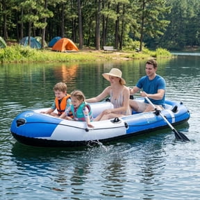 MQHUAYU 4-Person Inflatable Boat, Foldable Portable for Fishing & Diverse Outdoor Water Scenarios, Dimensions: 118" L x 47.2" W x 9.84" H