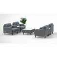 thumbnail image 1 of 4 Person Lobby Waiting Reception Lounge Chairs Set with Charging Tables Genuine 100% Leather Color Graphite Gray Corporate Offices Commercial Retail Spaces Model 9090 7pc, 1 of 6