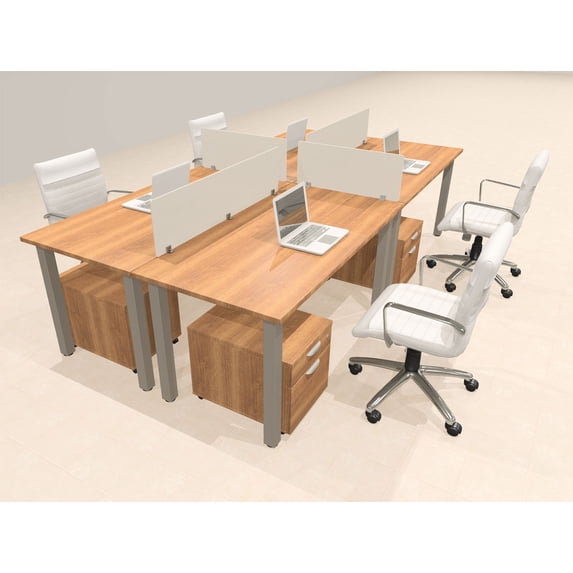 4 Person Modern Metal Leg Office Workstation Desk Set, #OT-SUL-FPM71