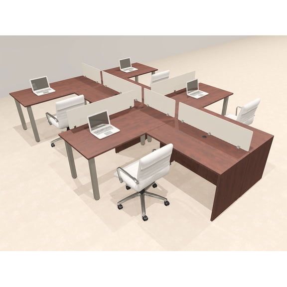 4 Person Modern Metal Leg Office Workstation Desk Set, #OT-SUL-SPM107